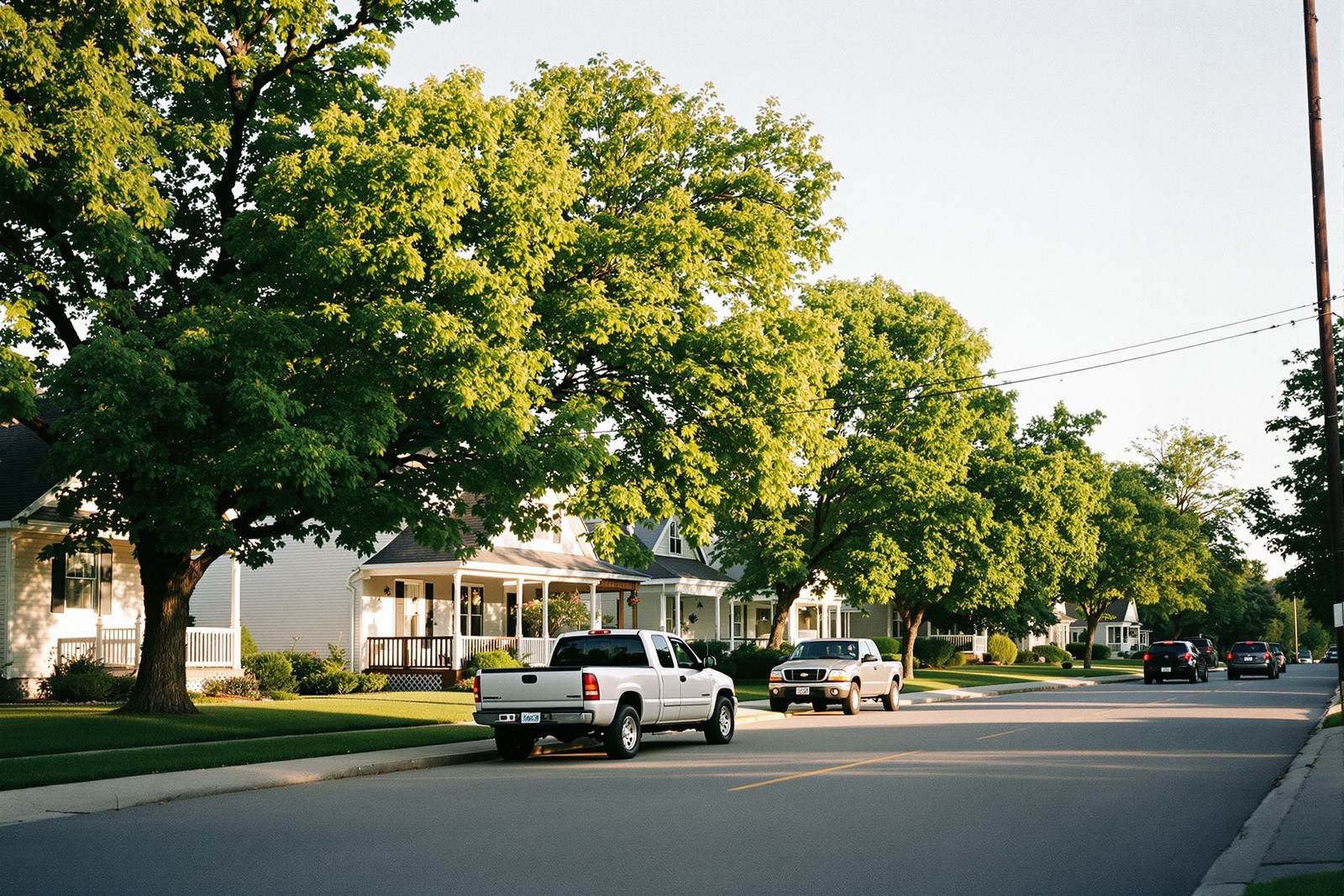Illustration, not a photo of Kenosha: a typical residential street in southeastern Wisconsin