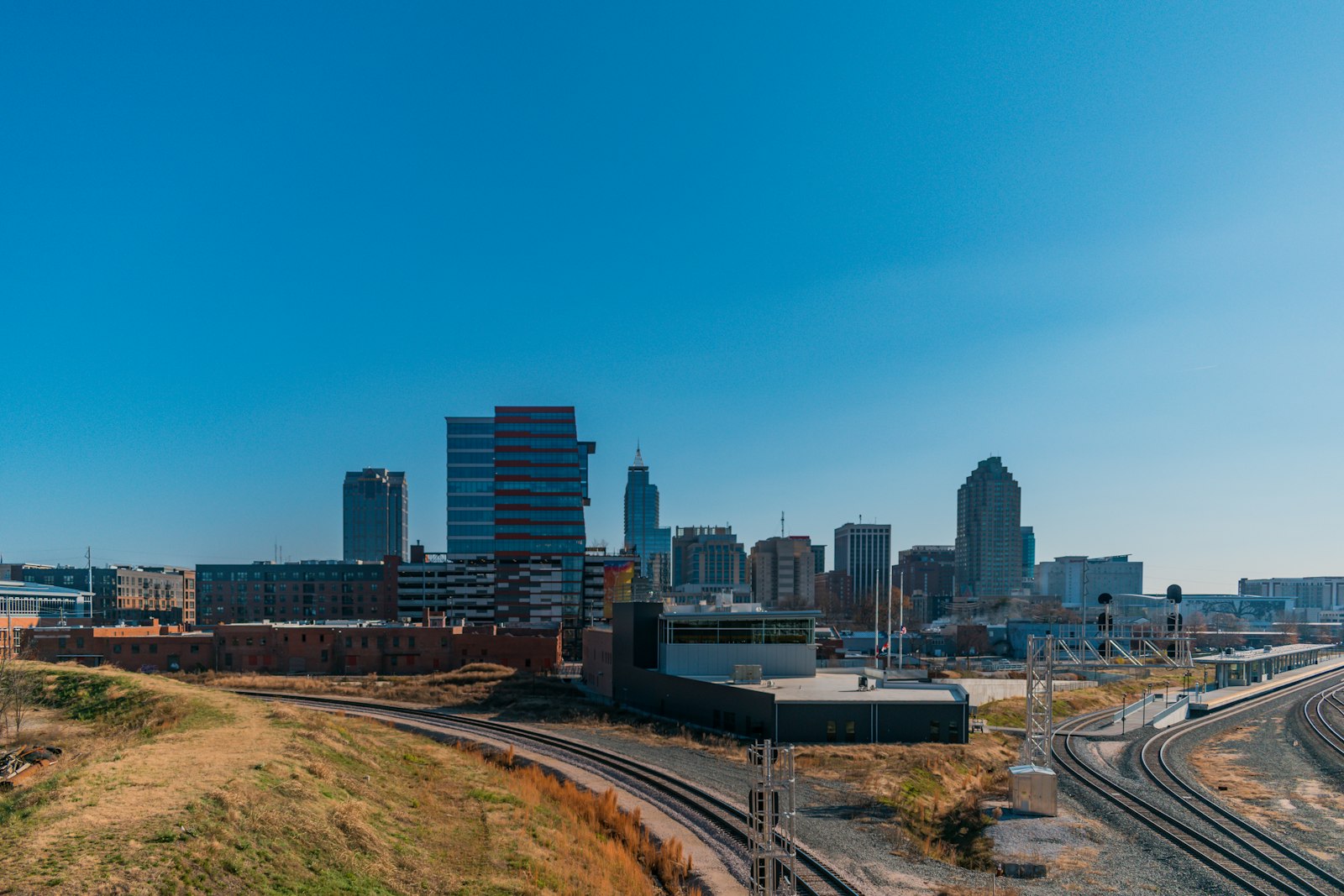 The Raleigh, North Carolina skyline seen from the Boylan Bridge