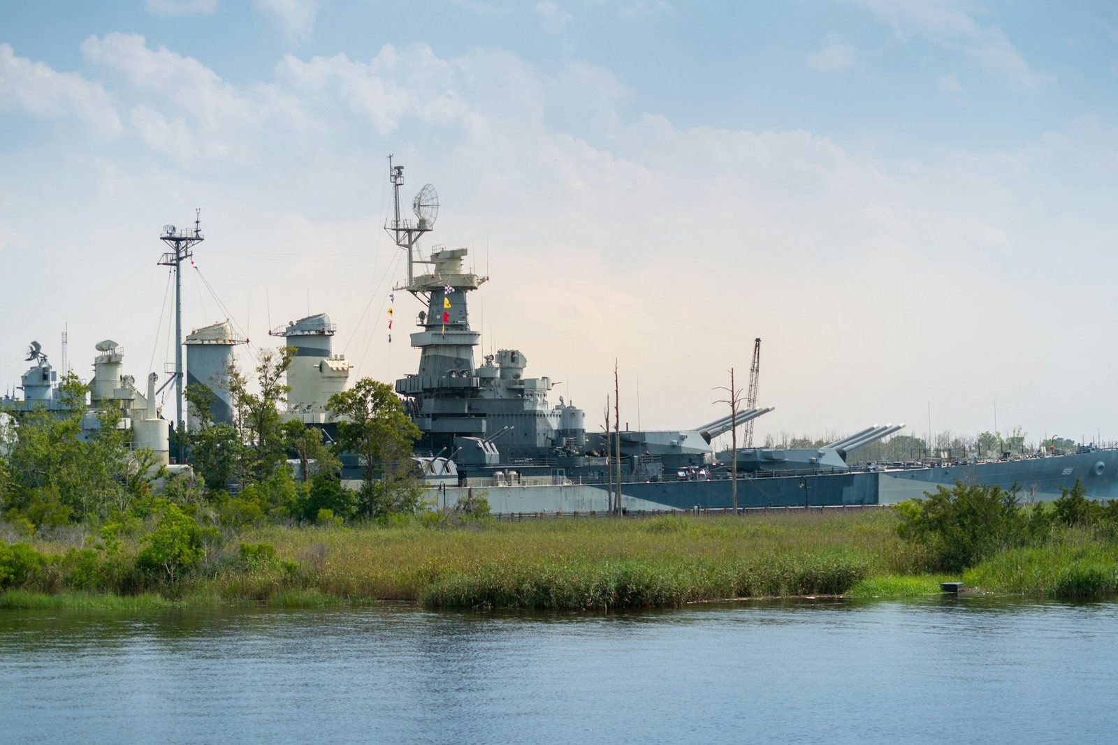 The battleship USS North Carolina on the Cape Fear River in Wilmington